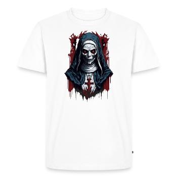 Cauchemars sacrés Sinistre Nonne - T-shirt Premium bio Homme - blanc - Devant - Nico (187cm)