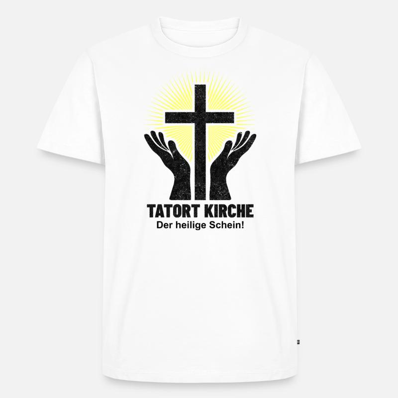 KIRCHE, DER HEILIGE SCHEIN! - Männer Premium Bio T-Shirt - Weiß