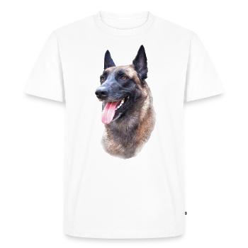 tête de chien malinois - T-shirt Premium bio Homme - blanc - Devant - Nico (187cm)