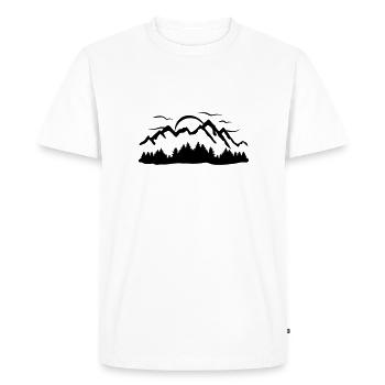 Mountains, Forest, Sun and Clouds - Men's Premium Organic T-Shirt - white - Front - Nico (187cm)