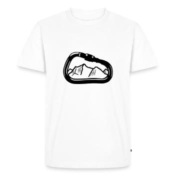 Climbing, Carabiner & Mountain - Men's Premium Organic T-Shirt - white - Front - Nico (187cm)