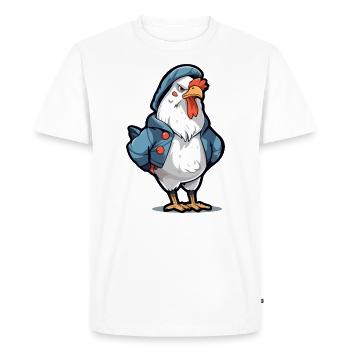 Bobby the grumpy rooster - Men's Premium Organic T-Shirt - white - Front - Nico (187cm)