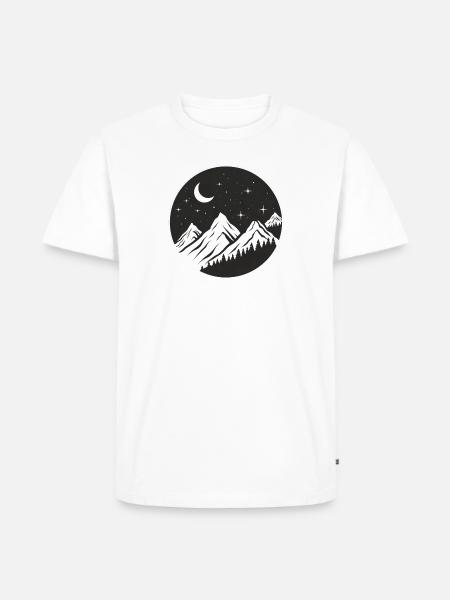 Bjerglogo, rundt logo, stjerneklar nat - Herre Premium økologisk T-shirt - hvid