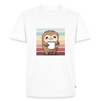 Coffee Spuch Sloth Funny Vintage Morning Muffle - Men's Premium Organic T-Shirt - white - Front - Nico (187cm)