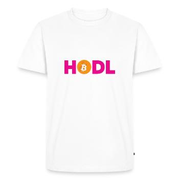 Bitcoin Plan B BTC Satoshi Crypto Hodl Maximalist - Men's Premium Organic T-Shirt - white - Front - Nico (187cm)