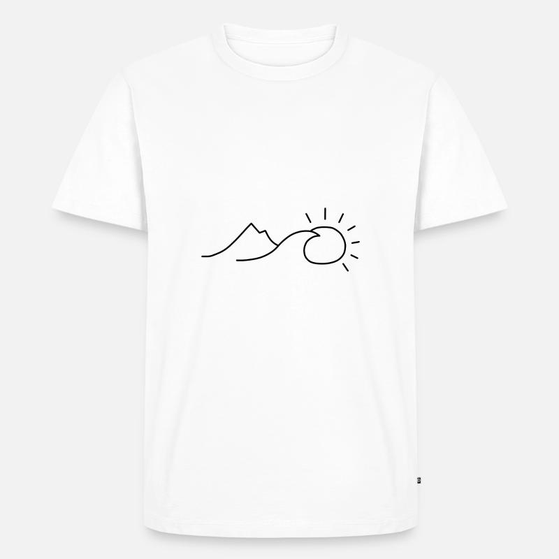 Berg Welle Sonne - Männer Premium Bio T-Shirt - Weiß