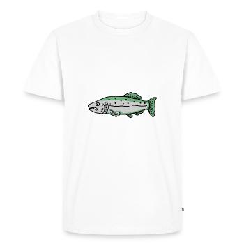 Pêcheur de saumon - T-shirt Premium bio Homme - blanc - Devant - Nico (187cm)