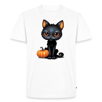 Cat Halloween Black Cat Pumpkin - Men's Premium Organic T-Shirt - white - Front - Nico (187cm)