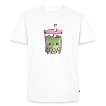 Cute Green Tea Matcha Latte Boba Tea - Men's Premium Organic T-Shirt - white - Front - Nico (187cm)