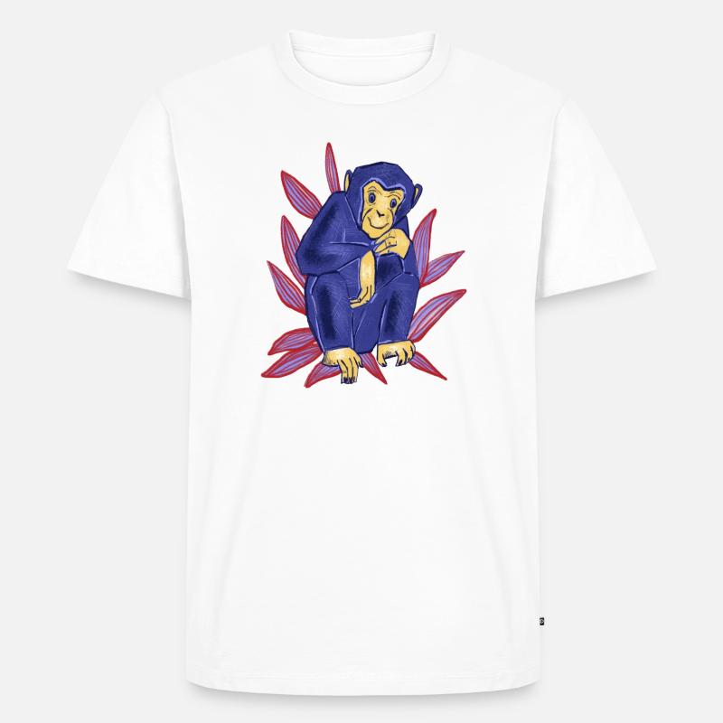 Blauer Affe - Männer Premium Bio T-Shirt - Weiß