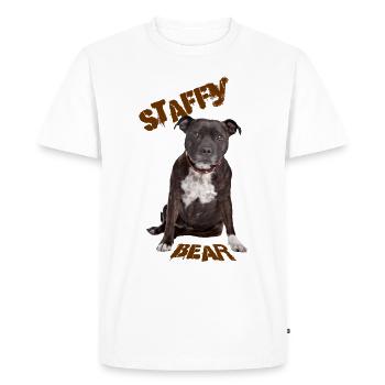 Staffy Bear Staffordshire Bull Terrier - T-shirt Premium bio Homme - blanc - Devant - Nico (187cm)
