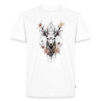 Deer with decorated antlers - Men's Premium Organic T-Shirt - white - Front - Nico (187cm)