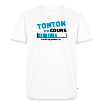 tonton en cours - T-shirt Premium bio Homme - blanc - Devant - Nico (187cm)