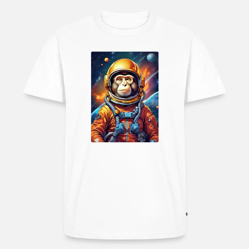 Affe im Weltall 1.10 - Männer Premium Bio T-Shirt - Weiß