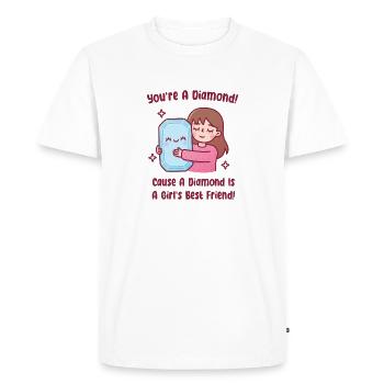 Funny A Diamond Is A Girl's Best Friend Quote - Men's Premium Organic T-Shirt - white - Front - Nico (187cm)