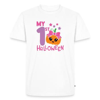 1er anniversaire 1 an Automne Bébé Halloween Fille - T-shirt Premium bio Homme - blanc - Devant - Nico (187cm)