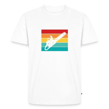 Tronçonneuse à bois Bûcheron Menuisier Escalade - T-shirt Premium bio Homme - blanc - Devant - Nico (187cm)