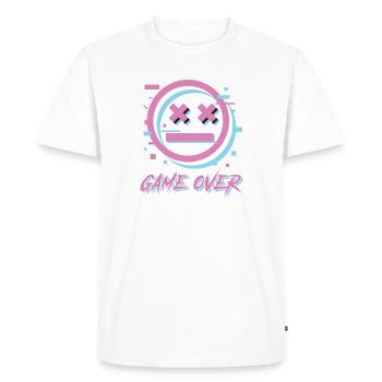 Game Over Lettrage Rétro - T-shirt Premium bio Homme - blanc - Devant - Nico (187cm)