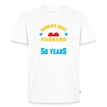 Noces d’or 50 ans cadeau de mariage - T-shirt Premium bio Homme - blanc - Devant - Nico (187cm)