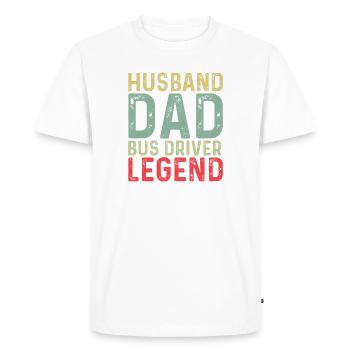 Mari Père Chauffeur de bus Légende Fier chauffeur de bus - T-shirt Premium bio Homme - blanc - Devant - Nico (187cm)