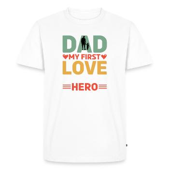 Meilleur monde Père Père Couple Couples Parents Papa papa - T-shirt Premium bio Homme - blanc - Devant - Nico (187cm)
