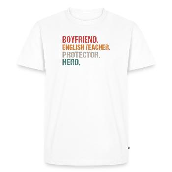 Professeur d’anglais Anglais Professeur de langue - T-shirt Premium bio Homme - blanc - Devant - Nico (187cm)