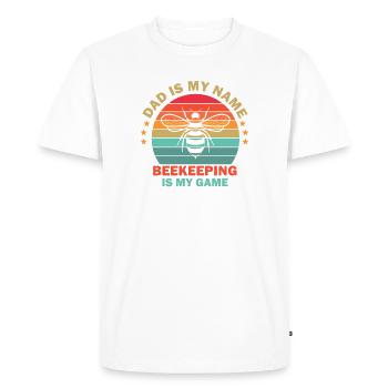 Beekeeping Dad Funny Father Sayings Father's Day - Men's Premium Organic T-Shirt - white - Front - Nico (187cm)