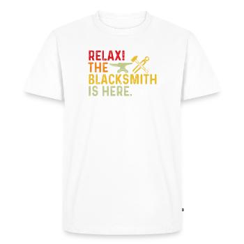 Chemise forgeron Métallurgiste Enclume Cutler - T-shirt Premium bio Homme - blanc - Devant - Nico (187cm)