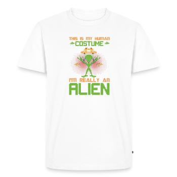 Graffiti Drops UFO Mystery - Men's Premium Organic T-Shirt - white - Front - Nico (187cm)