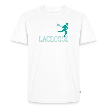 Les joueurs de crosse jouent à Lacrosse Relax Lacrosse - T-shirt Premium bio Homme - blanc - Devant - Nico (187cm)