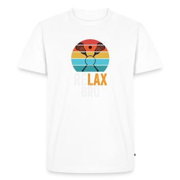 Les joueurs de crosse jouent à la crosse Relax Lacrosse - T-shirt Premium bio Homme - blanc - Devant - Nico (187cm)
