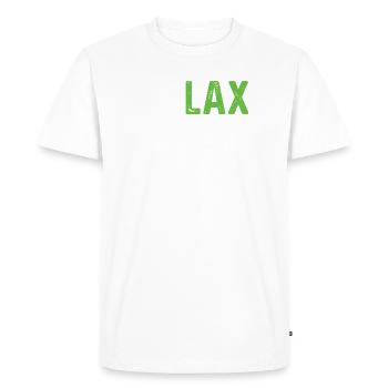 Les joueurs de crosse jouent à la crosse Relax Lacrosse - T-shirt Premium bio Homme - blanc - Devant - Nico (187cm)