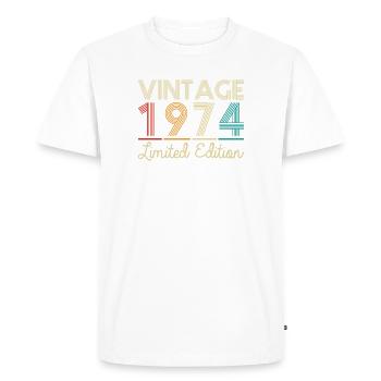 Vintage 1974 Anniversaire Légendaire - T-shirt Premium bio Homme - blanc - Devant - Nico (187cm)