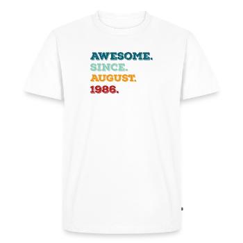 Août 1986 - Anniversaire en août - T-shirt Premium bio Homme - blanc - Devant - Nico (187cm)