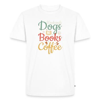 Chiens de café et livres - T-shirt Premium bio Homme - blanc - Devant - Nico (187cm)