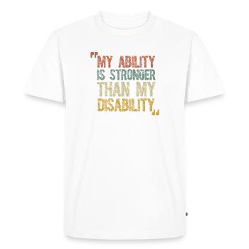 Handicap Handicap Fauteuil roulant Paraplégie Forte - T-shirt Premium bio Homme - blanc - Devant - Nico (187cm)