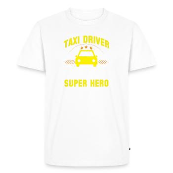 Super-héros Chauffeur de taxi Travail Taxis Profession - T-shirt Premium bio Homme - blanc - Devant - Nico (187cm)