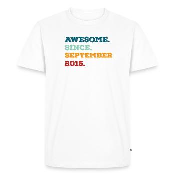 Anniversaire Septembre 2015 Naissance Année de naissance - T-shirt Premium bio Homme - blanc - Devant - Nico (187cm)