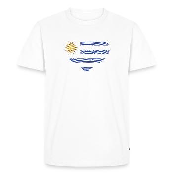 Uruguay Flag Heart Latin America Voyage Vacances - T-shirt Premium bio Homme - blanc - Devant - Nico (187cm)