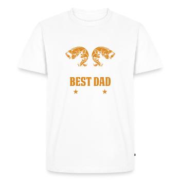 Père Pêche Fête des pères Pêcheur Pêche Papa Poisson - T-shirt Premium bio Homme - blanc - Devant - Nico (187cm)