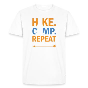 Randonnée Camping Dictons en plein air Camper Wanderer - T-shirt Premium bio Homme - blanc - Devant - Nico (187cm)