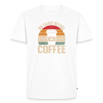 Café Sarcasme Amis Bonheur Joie Cappuccino - T-shirt Premium bio Homme - blanc - Devant - Nico (187cm)