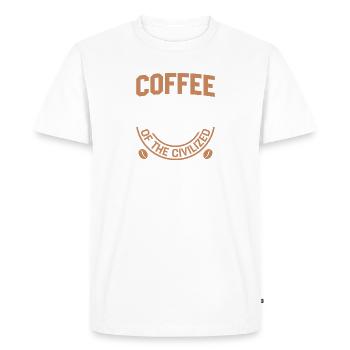Café Sarcasme Amis Bonheur Joie Cappuccino - T-shirt Premium bio Homme - blanc - Devant - Nico (187cm)