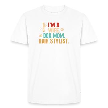 Femme Propriétaire de chien Coiffeur Coiffeur Coiffeur - T-shirt Premium bio Homme - blanc - Devant - Nico (187cm)