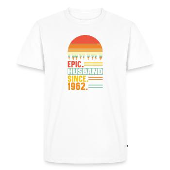 Meilleur mari depuis 1962 - Cadeau d’anniversaire - T-shirt Premium bio Homme - blanc - Devant - Nico (187cm)