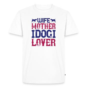 Femme Mère Chien Amoureux Typographie mignonne - T-shirt Premium bio Homme - blanc - Devant - Nico (187cm)