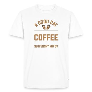 Sanglier bracke Slovensky Kopov Boire du café - T-shirt Premium bio Homme - blanc - Devant - Nico (187cm)