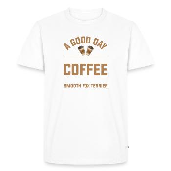 Smooth Fox Terrier Coffee Drinking Dog Owners - Men's Premium Organic T-Shirt - white - Front - Nico (187cm)