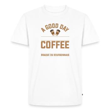 Braque du Bourbonnais Café Boire de la caféine Chiens - T-shirt Premium bio Homme - blanc - Devant - Nico (187cm)