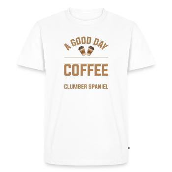 Clumber Spaniel Dog Breed Café Boire de la caféine - T-shirt Premium bio Homme - blanc - Devant - Nico (187cm)